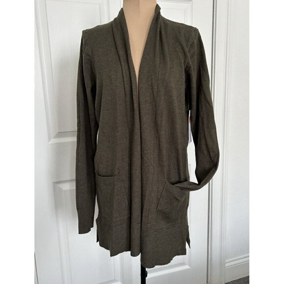 Pink Clover Stitch Fix Olive Green Penton Stretch Open Cardigan Sweater Size M - Picture 4 of 11